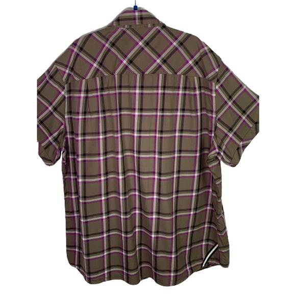 CAVI Mens 6XL Purple Gray Plaid Short Sleeve Button Up Shirt *See Measurements - Picture 6 of 10
